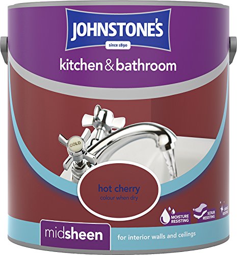 Johnstone's 303956 2.5 Litre Kitchen And Bathroom Emulsion Paint - Hot Cherry