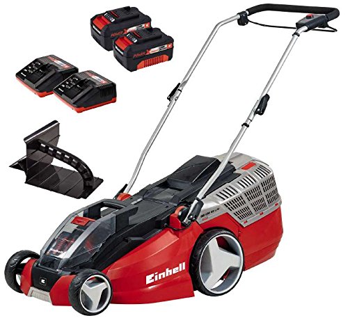 Einhell Ge-cm 43 Li M Kit Power X-change 18 V Cordless Lithium Lawnmower With 43 Cm Cutting Width (4000 Mah, 6-way Cutting Height Adjustment 25-75 Mm, Collecting Tank Volume 63 L) - Red