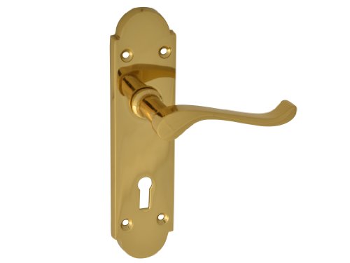 Forge Backplate Handle Lock - Gable Brass Finish