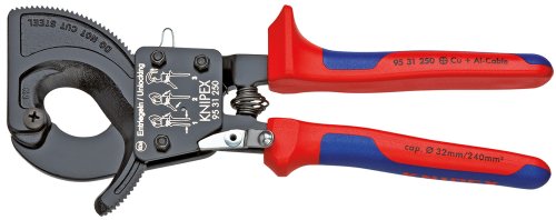 Knipex Cable Shears Ratchet Action Multi-Component Grip 250mm (10in)
