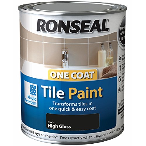 Ronseal One Coat Tile Paint - Black Gloss 750ml