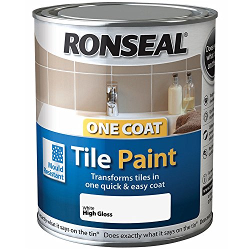Ronseal One Coat Tile Paint - Brilliant White Gloss 750ml
