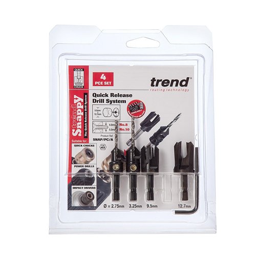 Trend Snappy 4 Piece Set Countersink & Plug Cutter Set