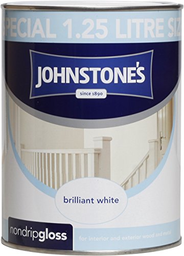 Johnstone's 306534 1.25 Litre Non Drip Gloss Paint - Brilliant White