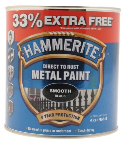 Hammerite Direct To Rust Smooth Finish Metal Paint Black 750ml + 33%