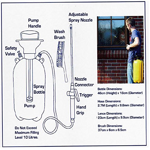 New 10 Litre Portable Pressure Washer Power Pump Car Jet Wash Brush Water Hose Lance Cleaner Br1000