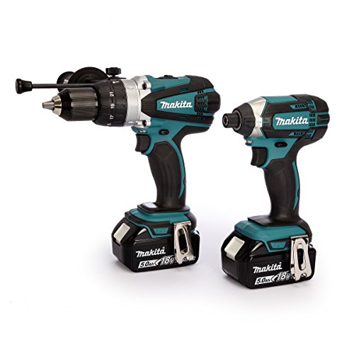 Makita Dlx2145tj Combi Drill And Impact Driver 18 V Kit With 2 X 5.0 Ah Batts And 1 Dc18rc Charger