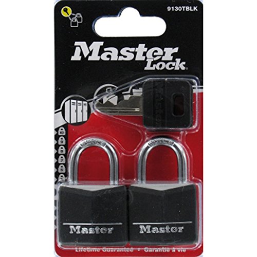 Master Lock Aluminium Black Vinyl Cover 30mm Padlock 4-pin - Keyed Alike X 2