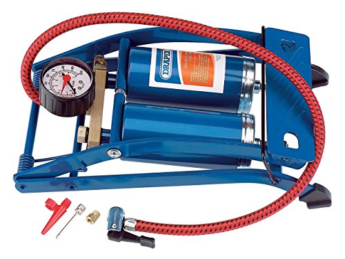 Draper Double Cylinder Foot Pump With Pressure Gauge