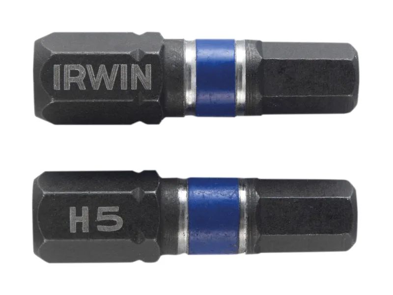 Irwin Impact Screwdriver Bits Hex 5 25mm Pack of 2