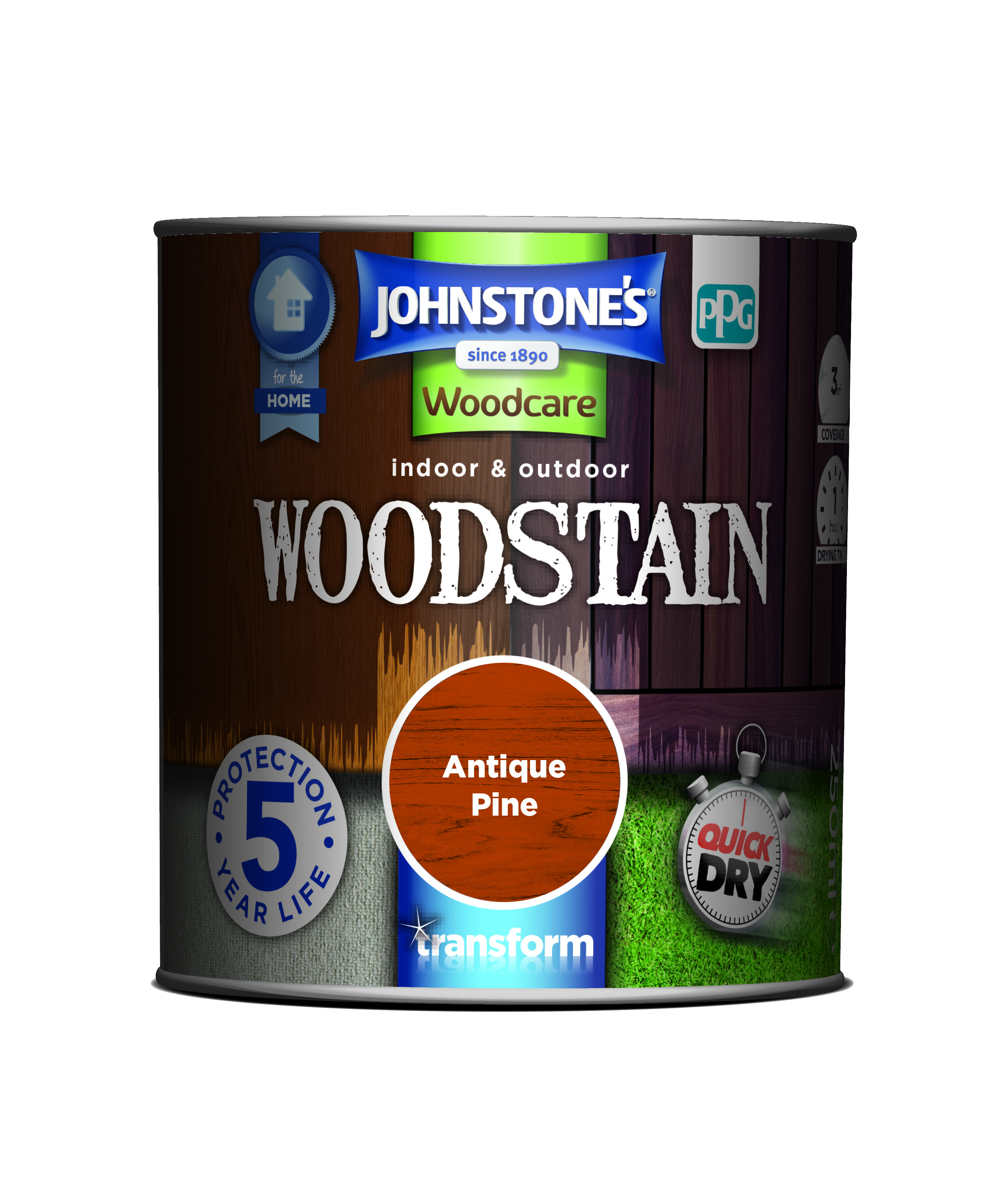 Johnstones Woodcare Quick Drying Interior/exterior Woodstain Antique Pine 250ml