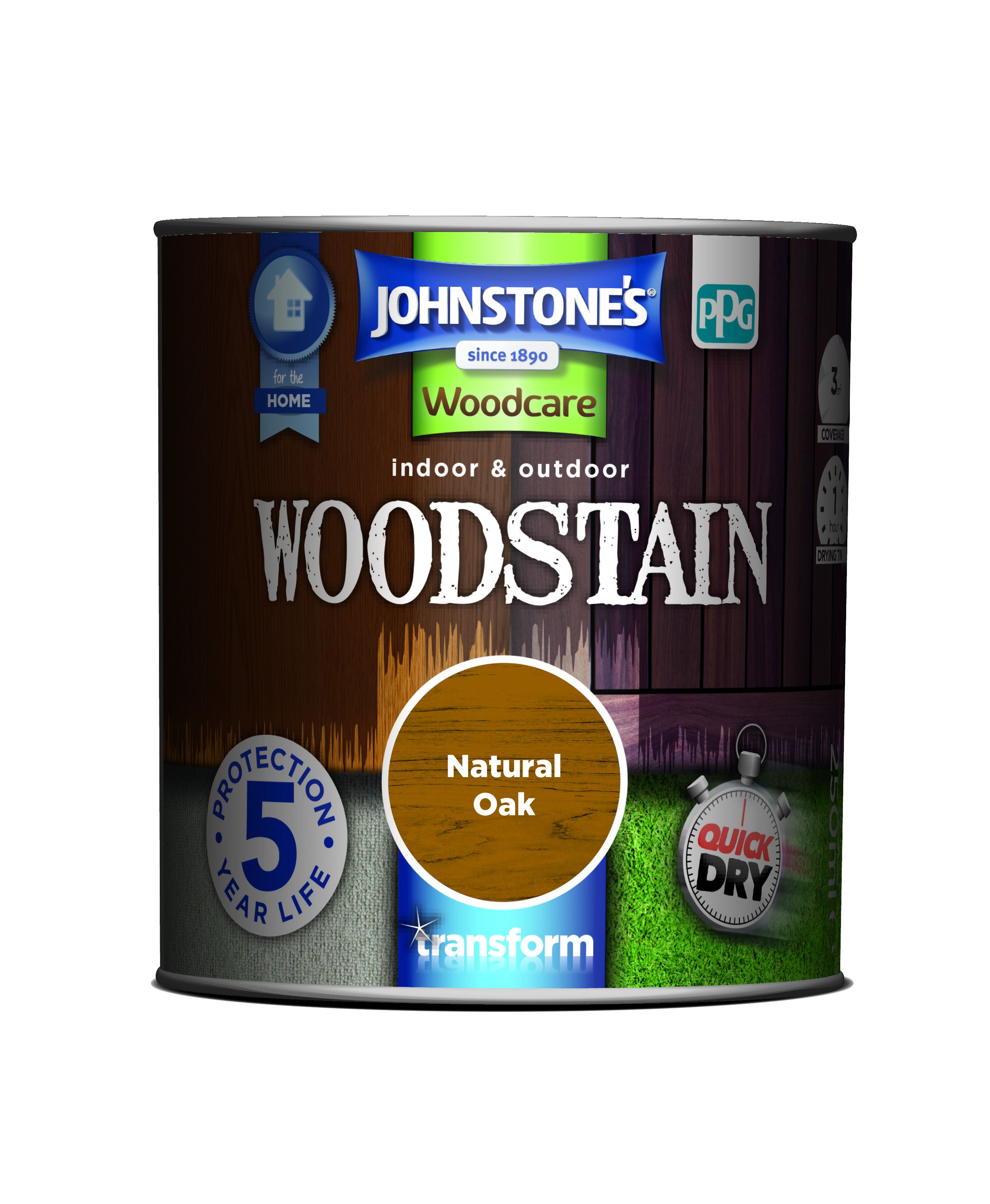 Johnstones Woodcare Quick Drying Interior/exterior Woodstain Oak 250ml