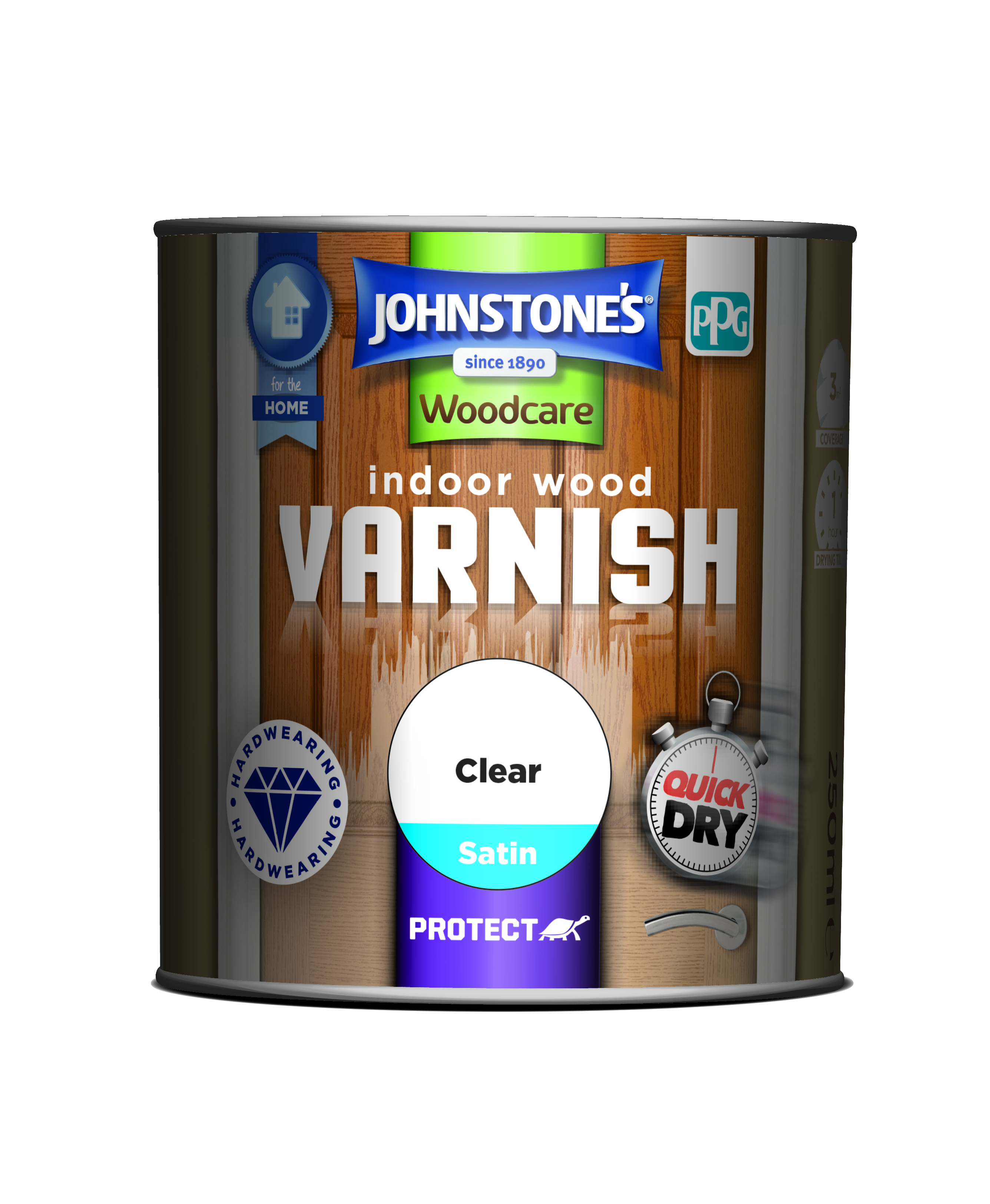 Johnstones Woodcare Quick Drying Interior Varnish Satin Clear 250ml