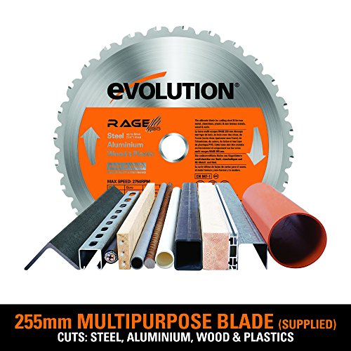 Evolution Rage3-db Double Bevel Multi-purpose Sliding Mitre Saw, 255 Mm (230v)