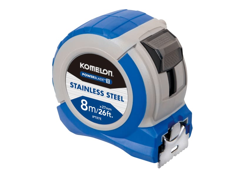 Komelon Stainless Steel Powerblade Pocket Tape 8m/26ft (width 27mm)