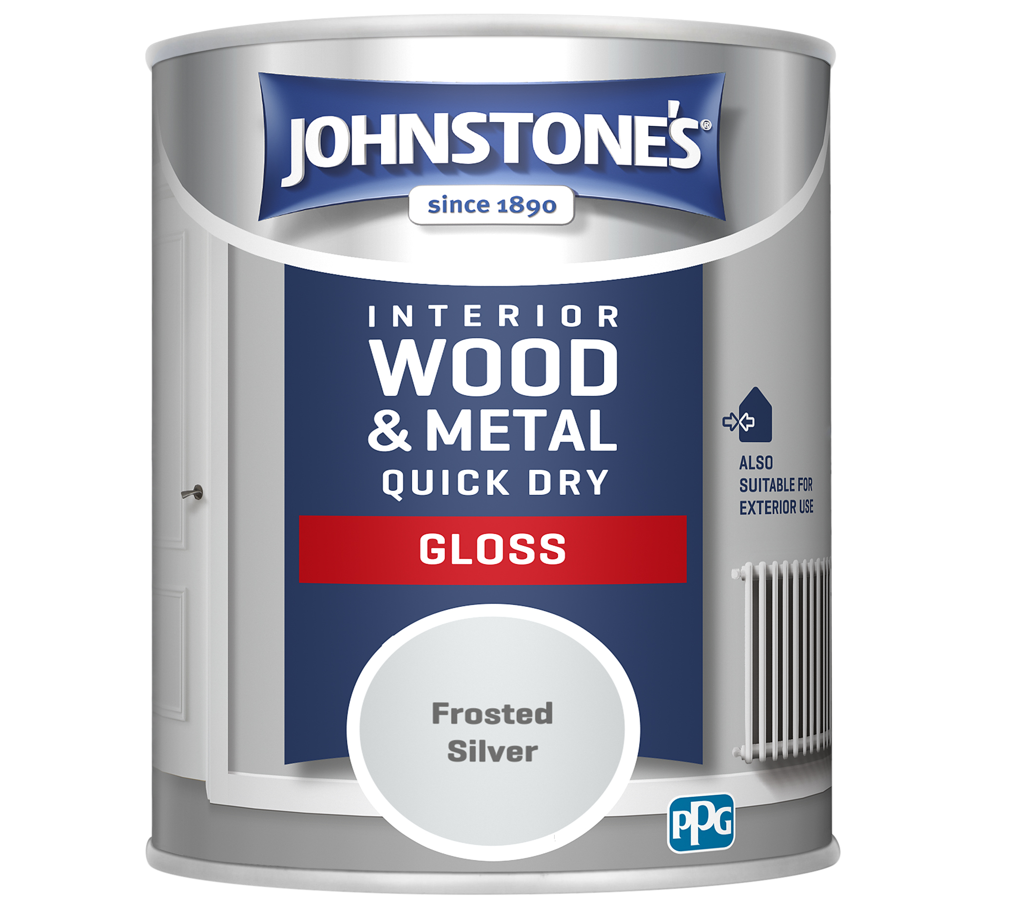 Johnstones 750ml Quick Dry Gloss Paint - Frosted Silver