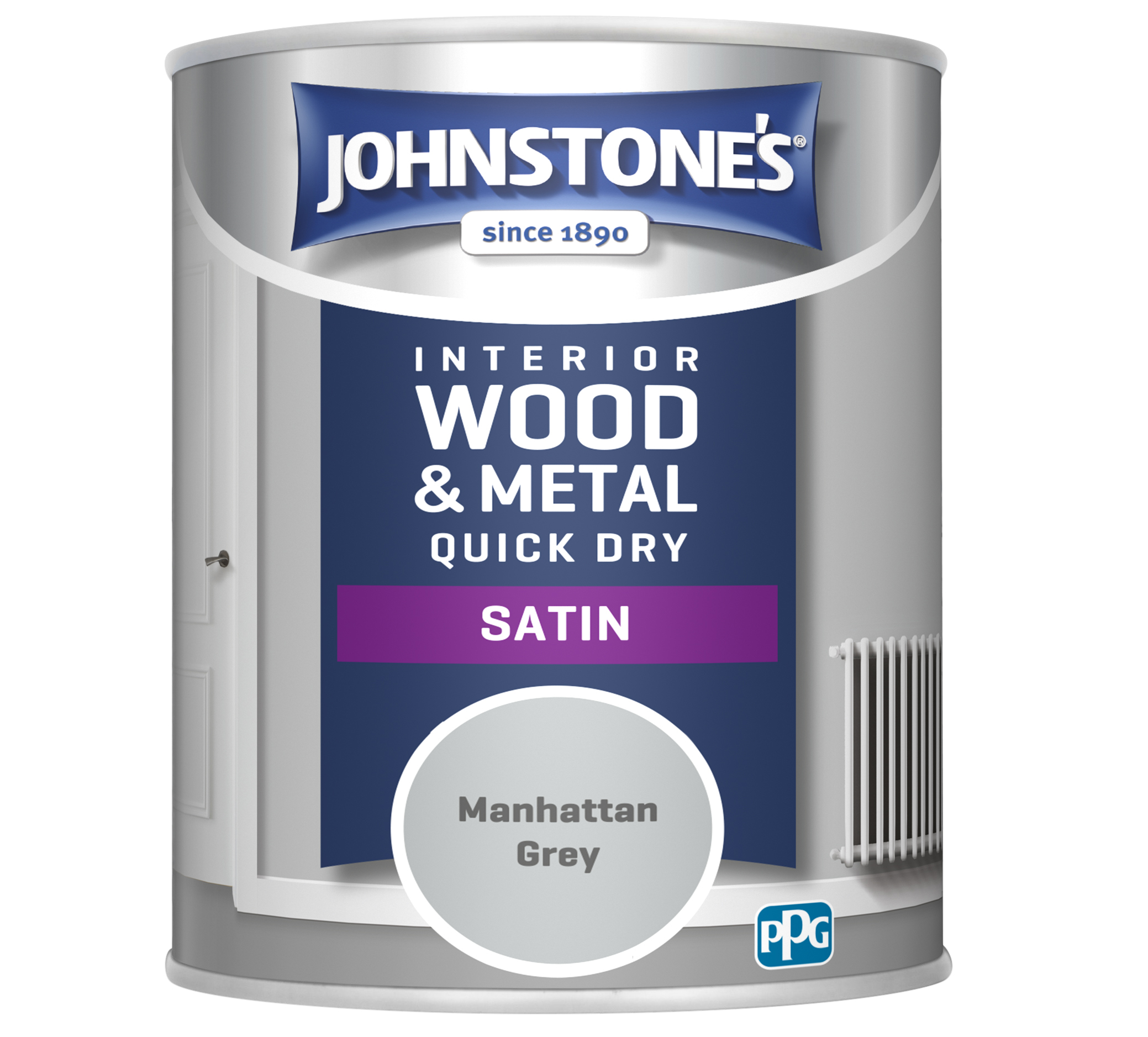 Johnstones 750ml Quick Dry Satin Paint - Manhattan Grey