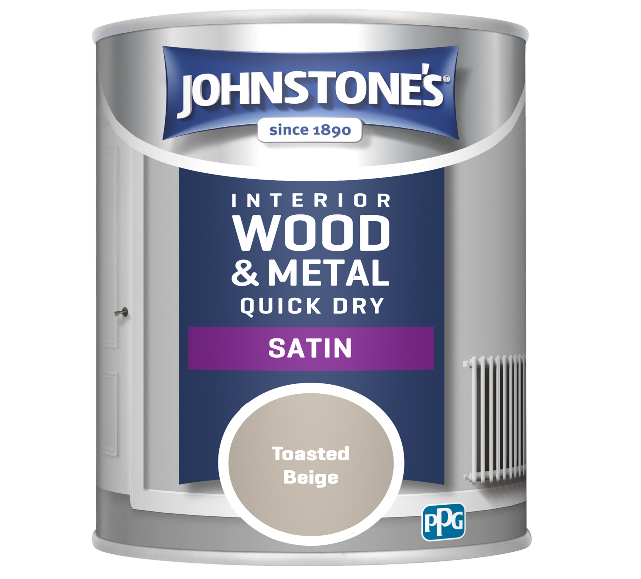 Johnstone's 303917 750ml One Coat Quick Dry Satin Paint - Toasted Beige