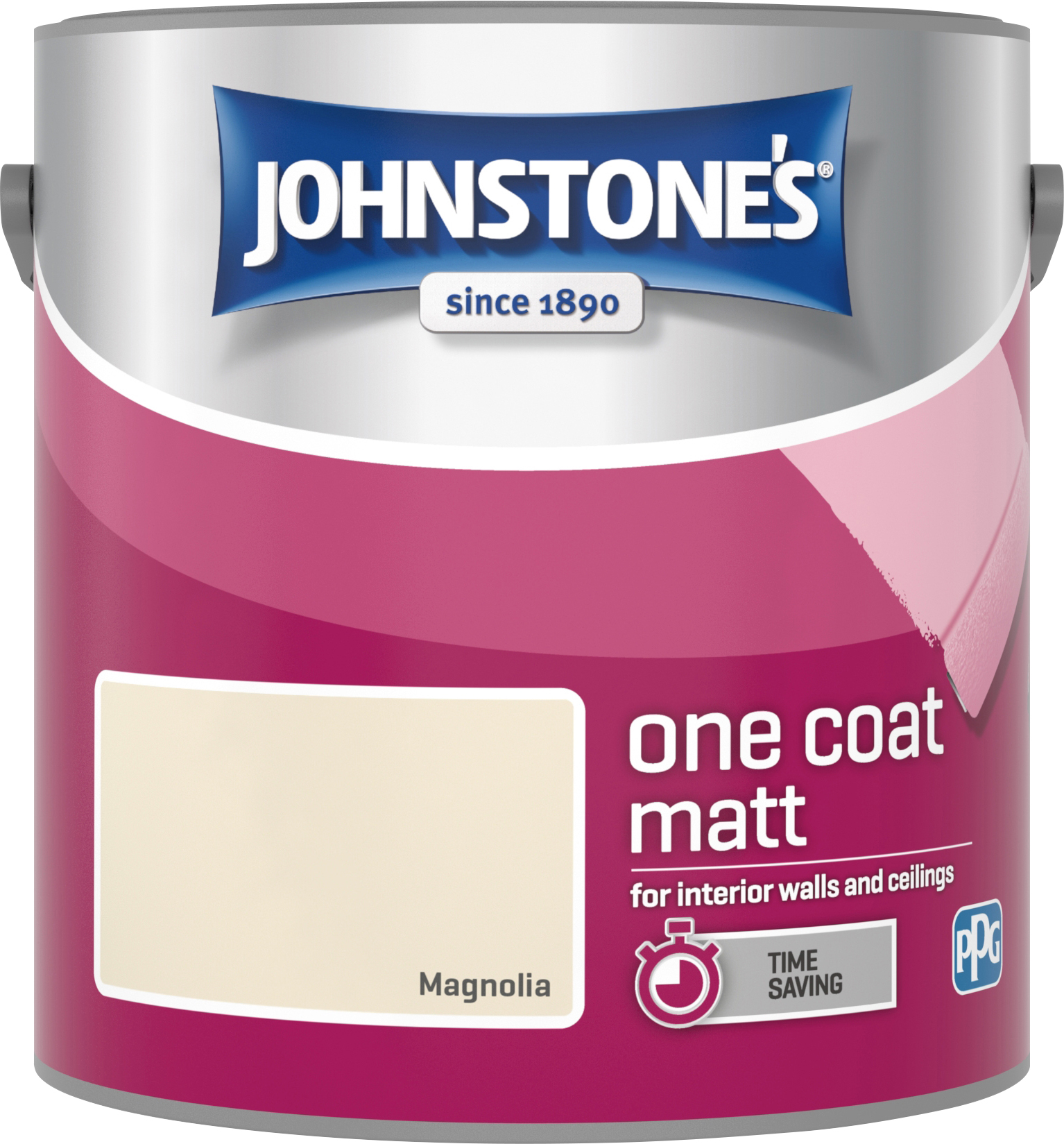 Johnstone's 304132 2.5 Litre One Coat Matt Emulsion Paint - Magnolia