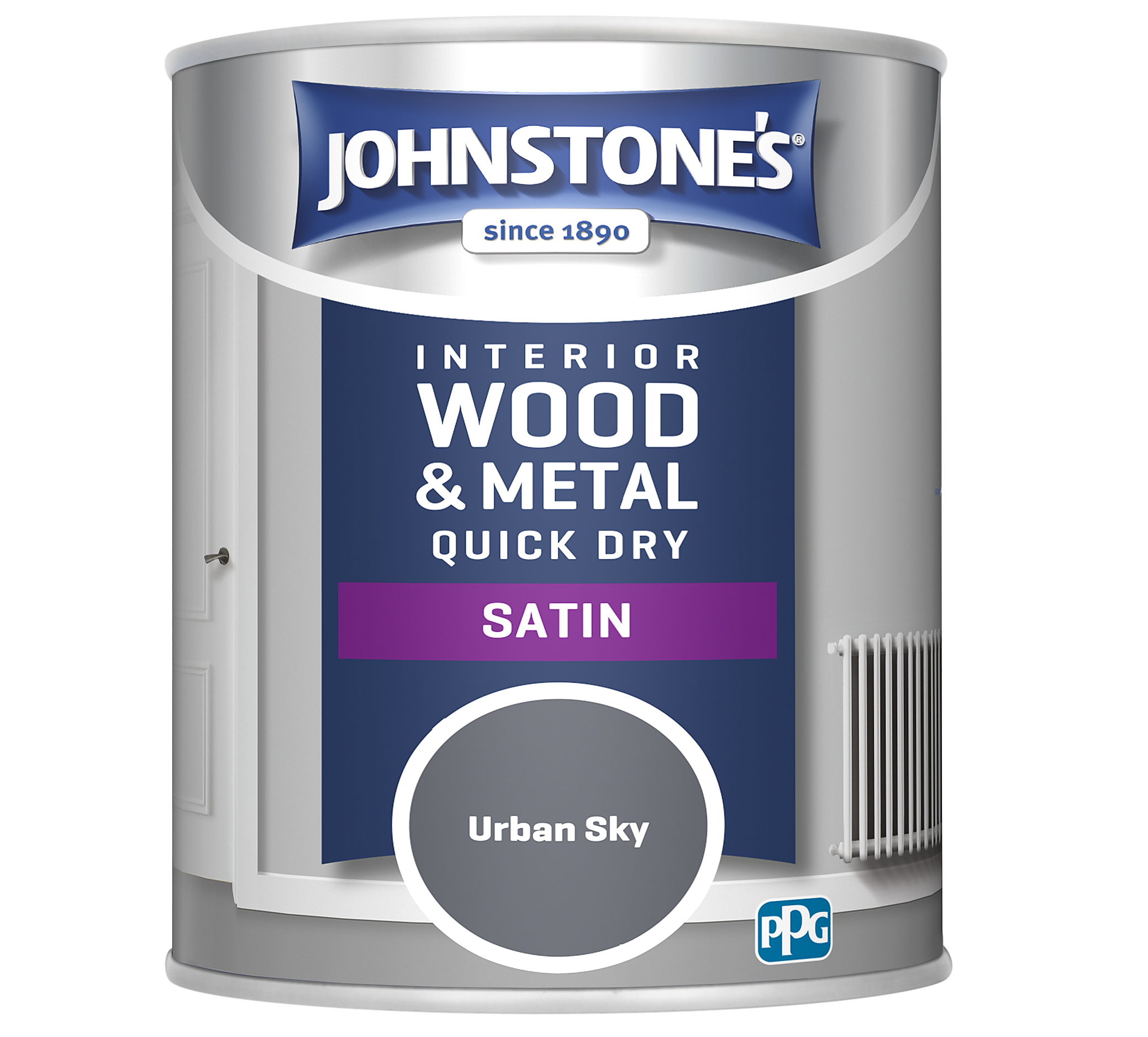 Johnstone's 307076 750ml One Coat Quick Dry Satin Paint - Urban Sky