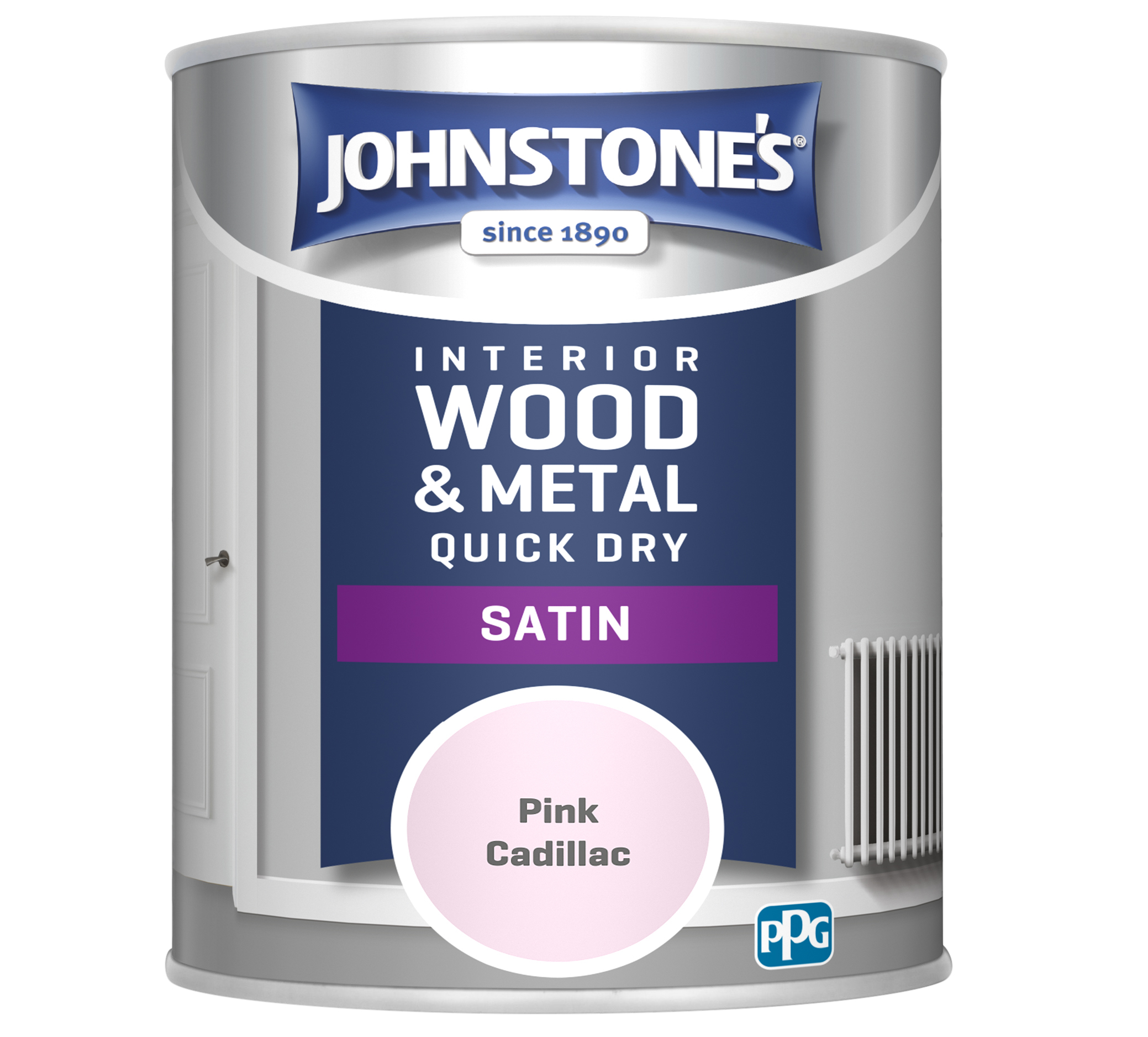 Johnstone's 307077 750ml One Coat Quick Dry Satin Paint - Pink Cadillac