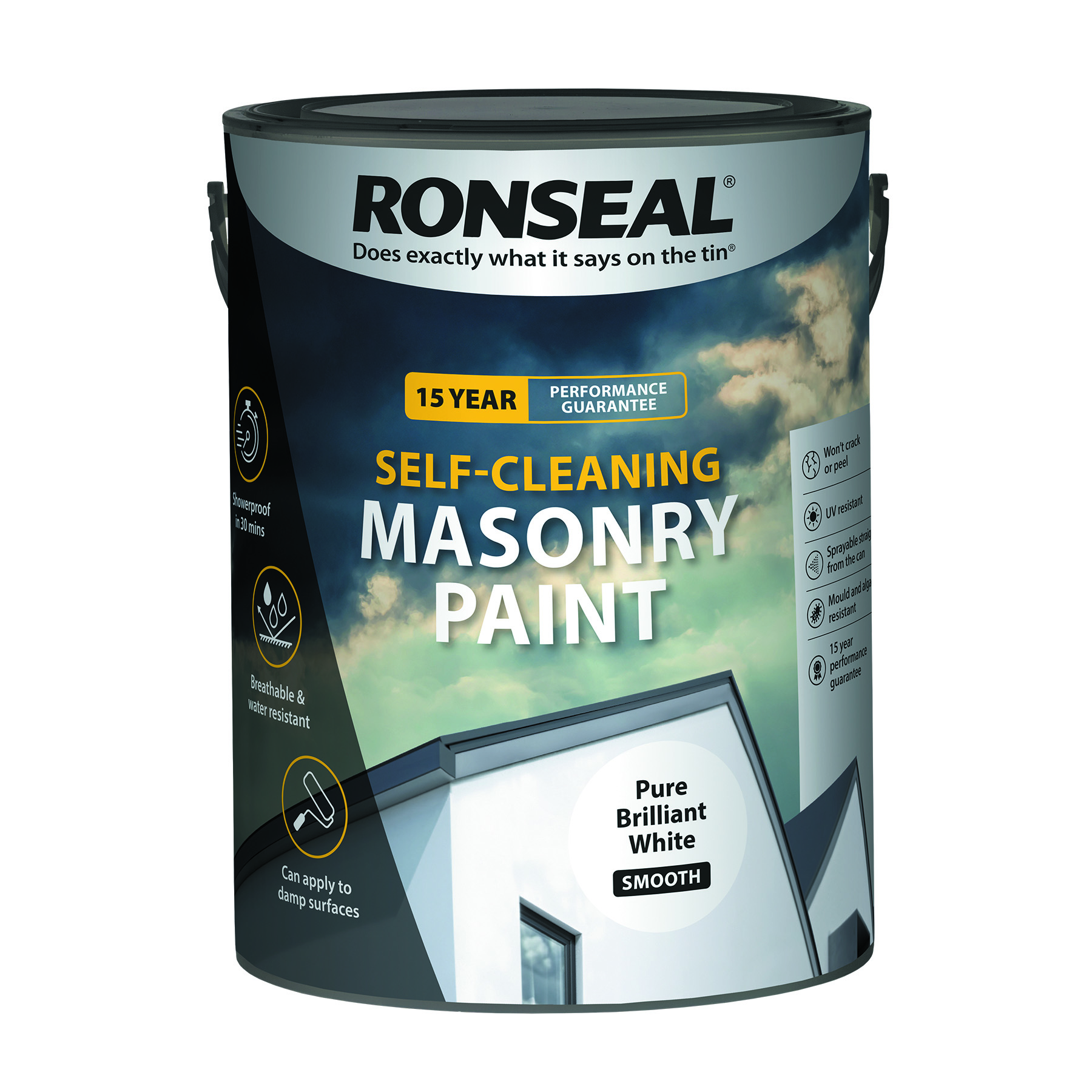 Ronseal Self-cleaning Masonry Paint - Pure Brilliant White - 5l