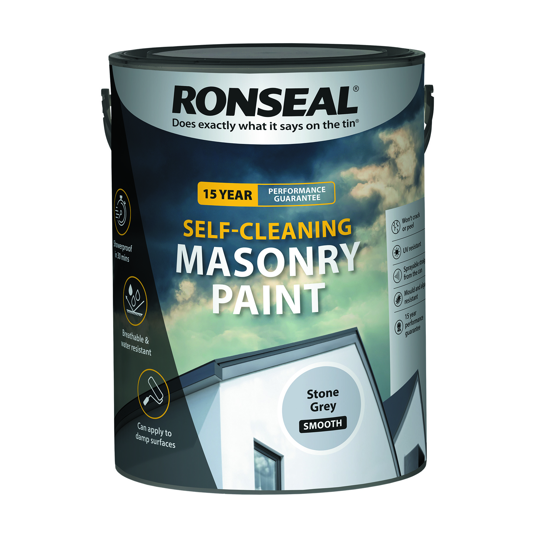 Ronseal Self-cleaning Masonry Paint - Stone Grey - 5l