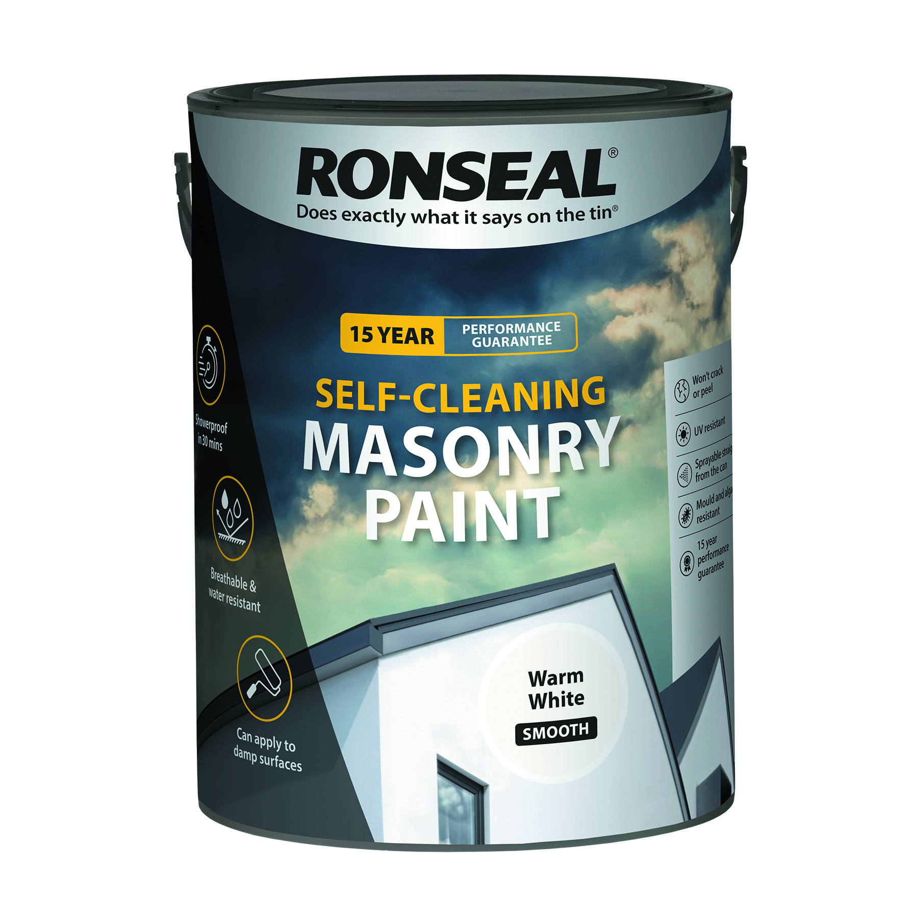 Ronseal Self-cleaning Masonry Paint - Warm White - 5l