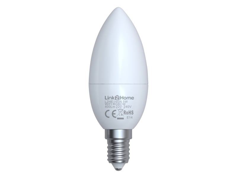 Link2home Wi-fi Led Ses (e14) Opal Candle Dimmable Bulb, White + Rgb 400 Lm 5w