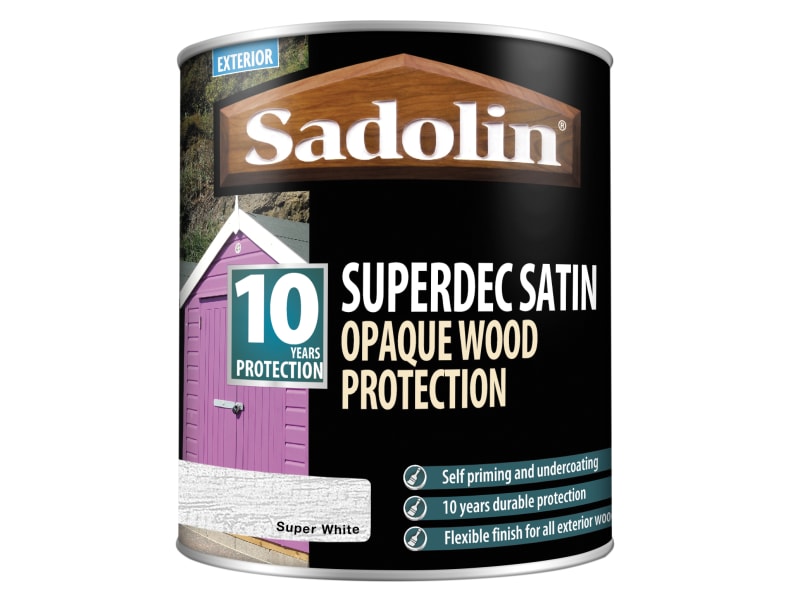 Sadolin Superdec Opaque Wood Protection Super White Satin 1 Litre