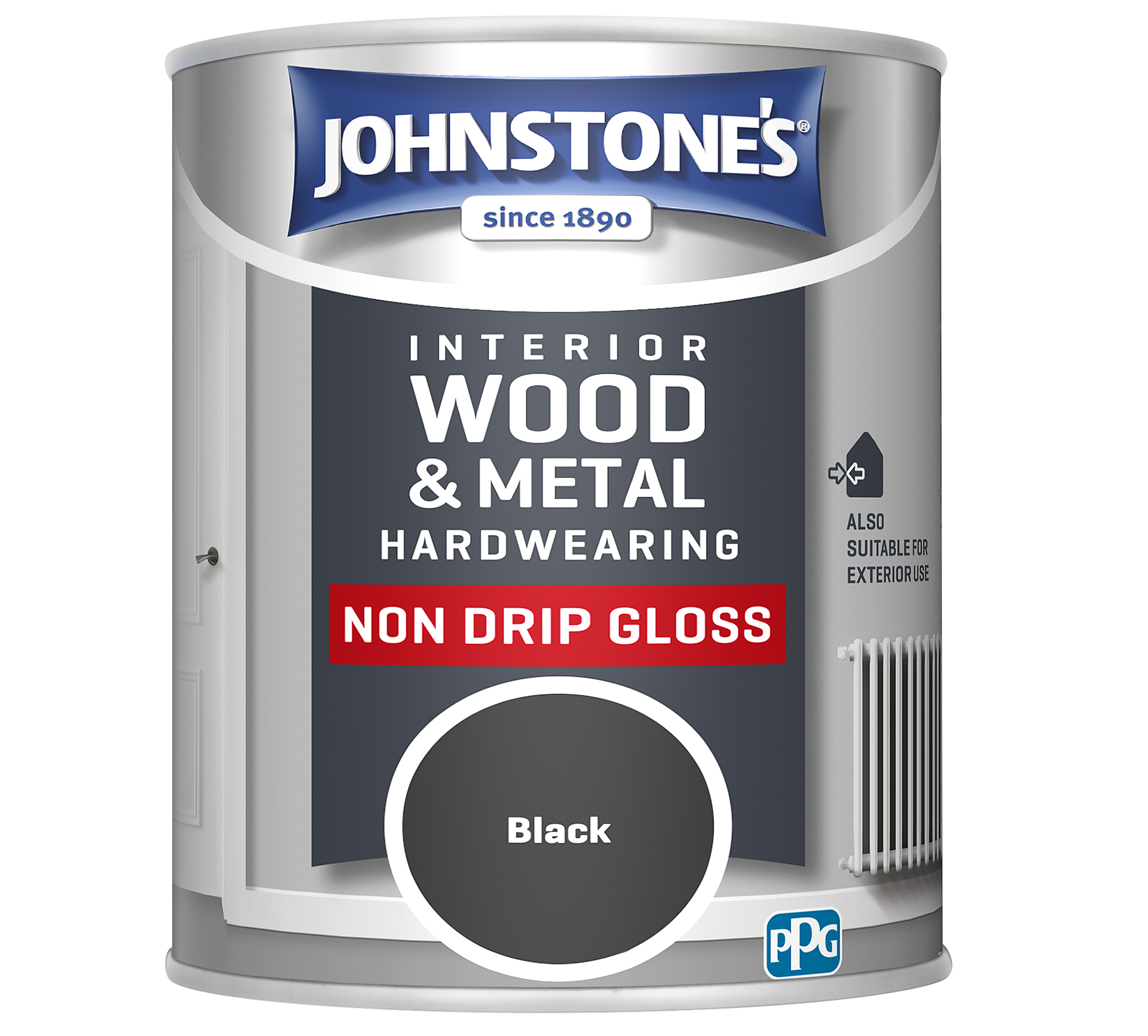 Johnstone's 303880 750ml Non Drip Gloss Paint - Black