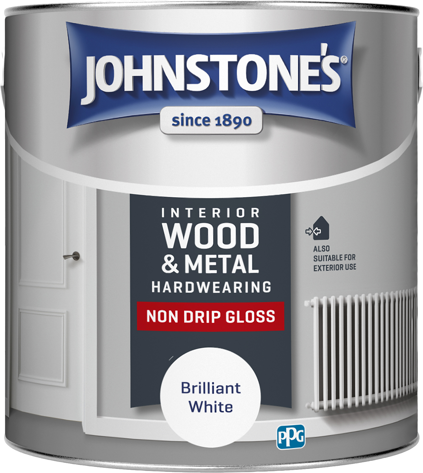 Johnstone's 306535 2.5 Litre Non Drip Gloss Paint - Brilliant White