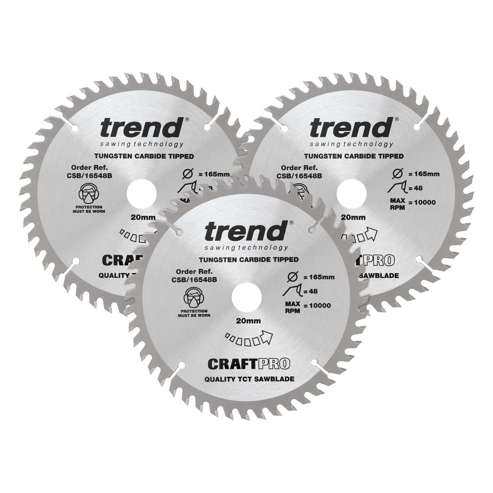 Trend 165mm diameter Craft saw blade triple pack