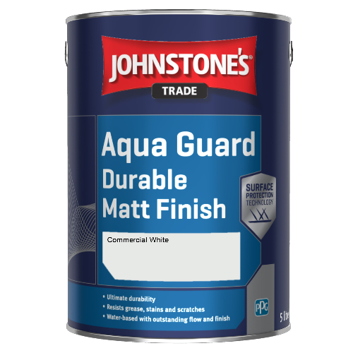 Johnstone's Aqua Guard Durable Matt Finish - Commercial White - 1ltr
