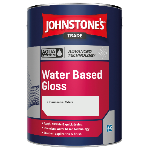 Johnstone's Aqua Water Based Gloss paint - Commercial White - 1ltr