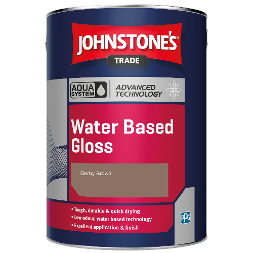 Johnstone's Aqua Water Based Gloss paint - Derby Brown - 5ltr
