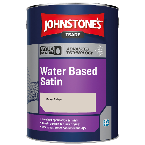 Johnstone's Aqua Water Based Satin finish paint - Gray Beige - 2.5ltr